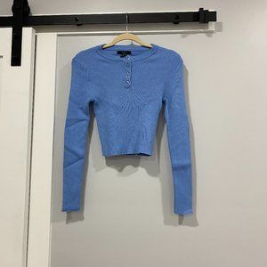 Blue Long Sleeve Crop top
